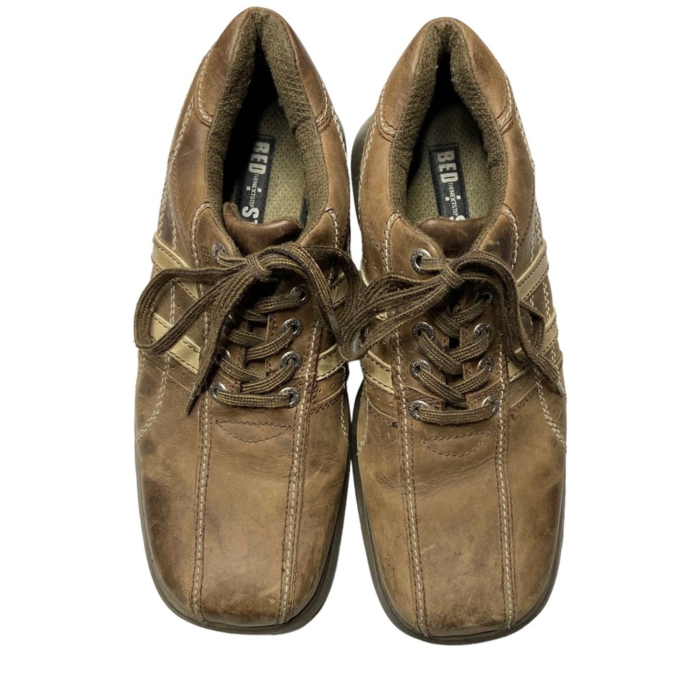 BED STU Oxford Shoes Leather Lace Up Square Toe Brown Size 11.5 Mens